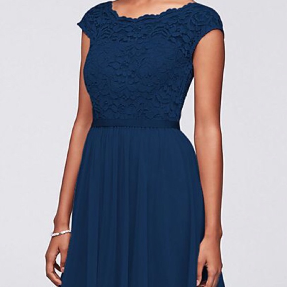 David’s bridal short lace and mesh dress